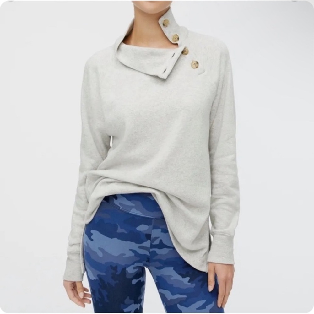 J. Crew Light Gray Button-Detail Top